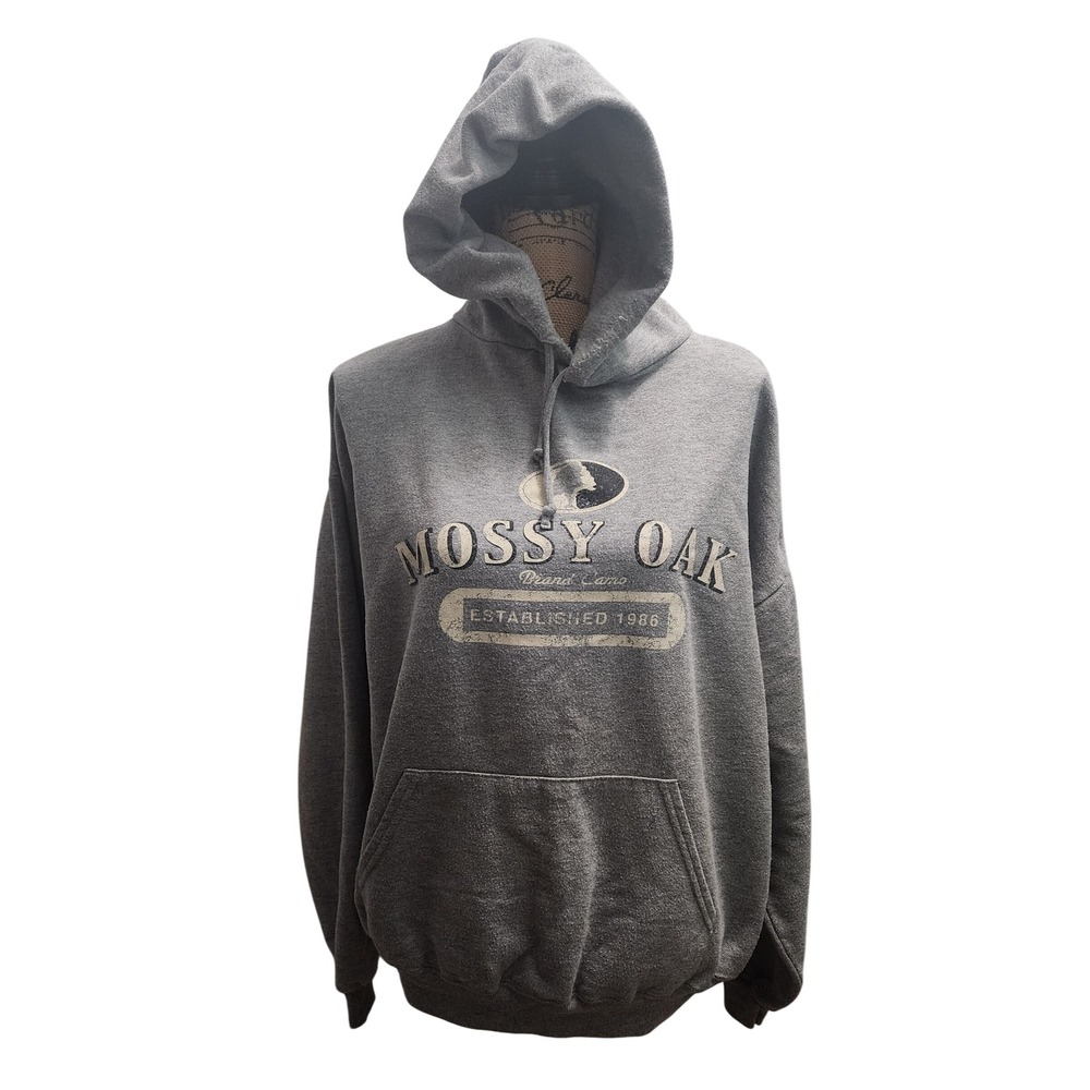 Mossy Oak Established 1986 Hoodie Sweatshirt Gray Field Staff Men's XL TG